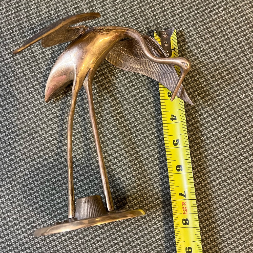 Elegant Bronze Crane Sculpture